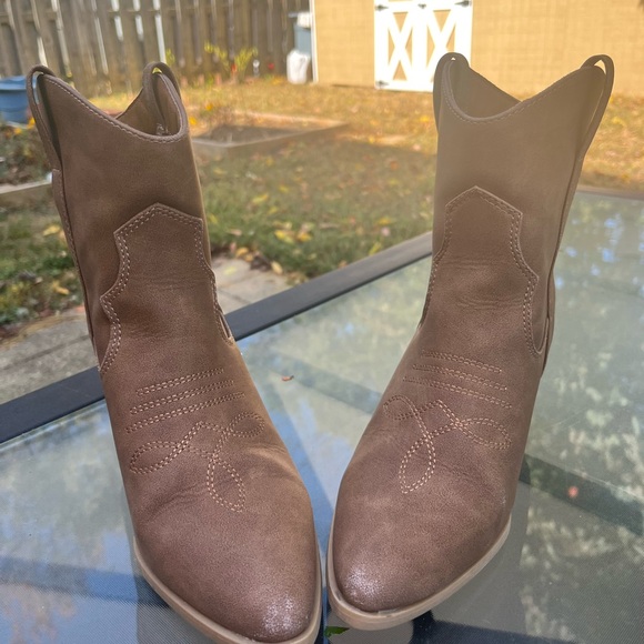 Rachel Zoe boots western cowboy embroidered brown pull on tabs womens size 9 - Picture 7 of 12